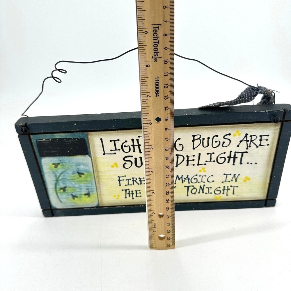 Primitive Wooden Lightning Bug Firefly Rustic Wall‎ Hanging Sign Country Decor - Picture 8 of 8